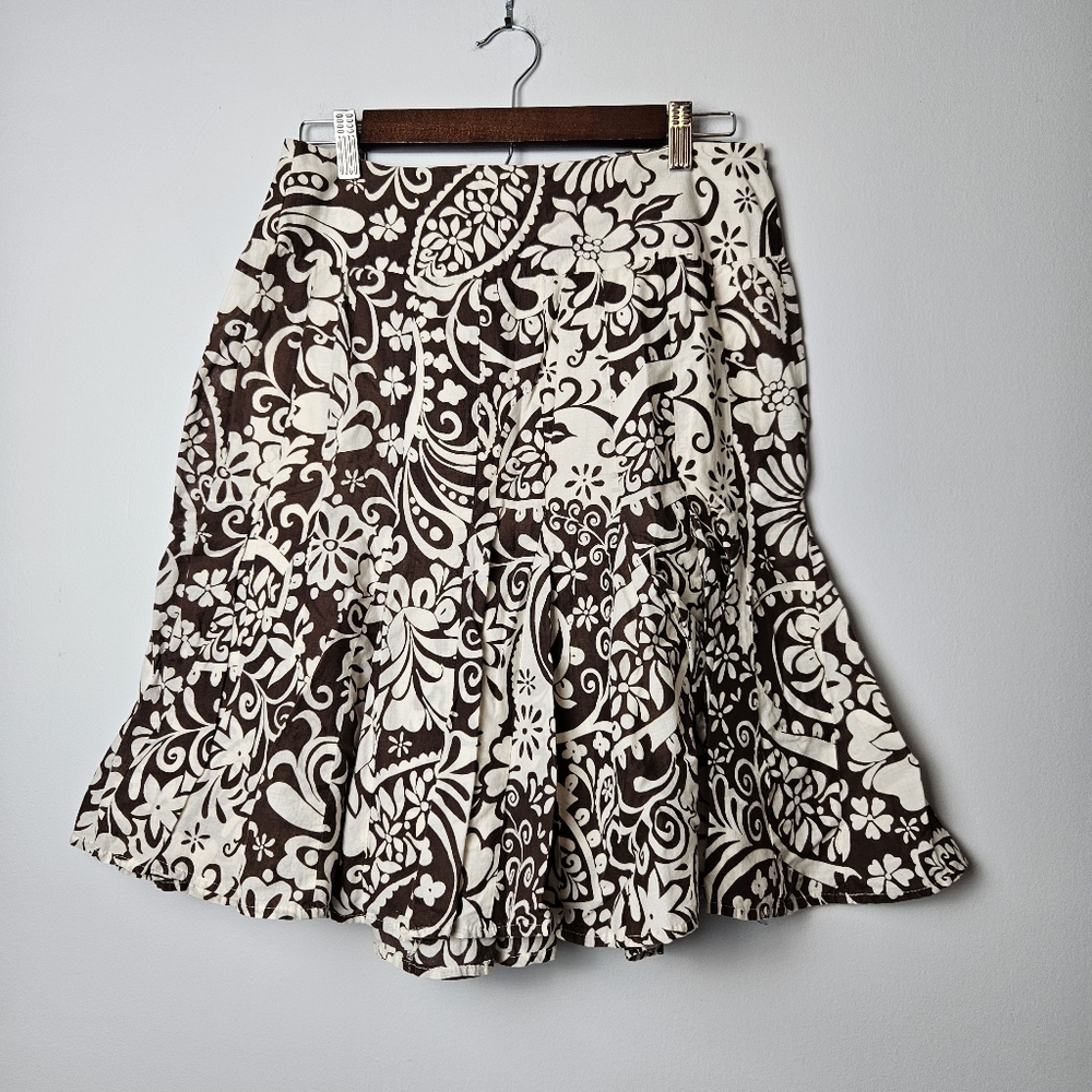 Apt. 9 Floral‎ Cotton Midi Skirt Y2K 90s Zip Closure Sz 4